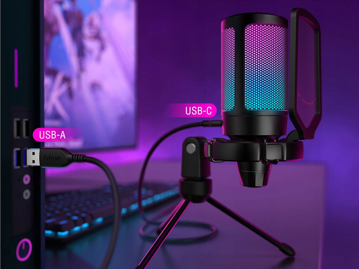 Mikrofon Przewodowy FIFINE A6V Czarny Rodzaj pojemnościowy