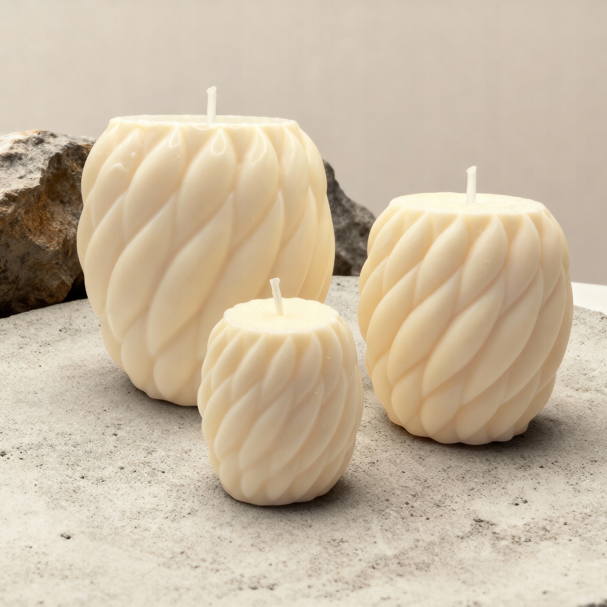 Sada ozdobná sójová svíčka do obývacího pokoje Pilíř Klubek Sml vonná Blue Haze