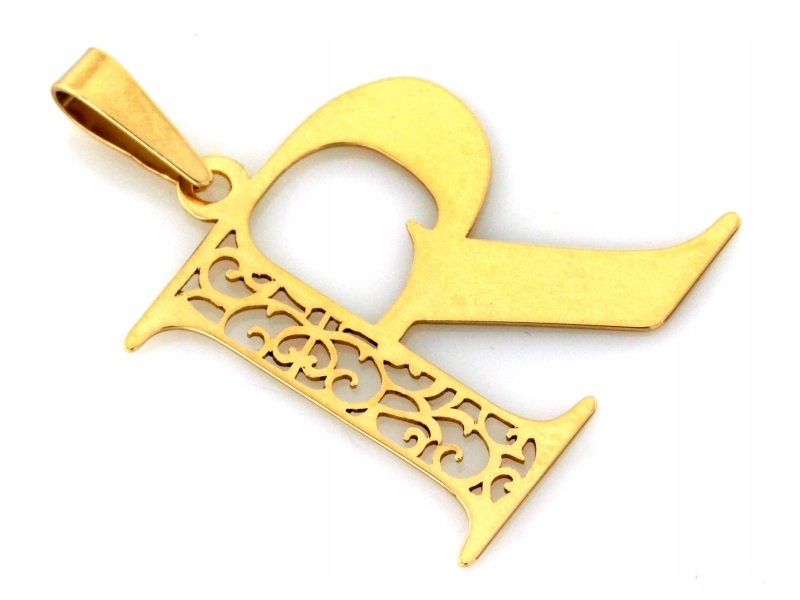 Přívěsek zlatý 585 módní písmenko R prolamovaný vzor přívěsek písmeno dárek