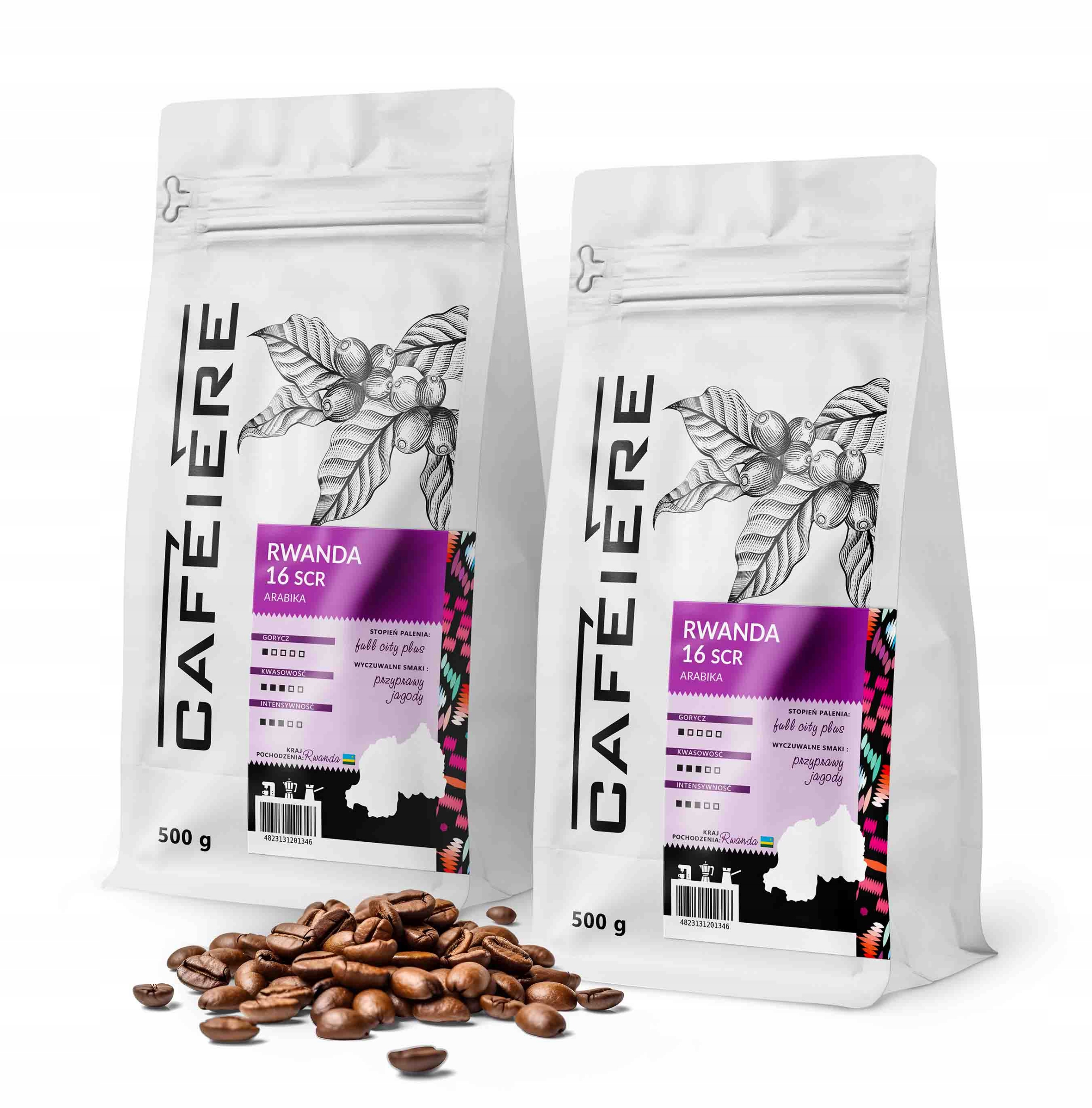 Levně Káva zrnková 1 kg Rwanda 500 g x2 Čerstvě pražená Arabica 100 %