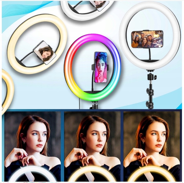 LAMPA PIERŚCIENIOWA DUŻA RGB LED ZE STATYWEM 220cm SELFIE MAKIJAŻ Premium Liczba źródeł światła 120
