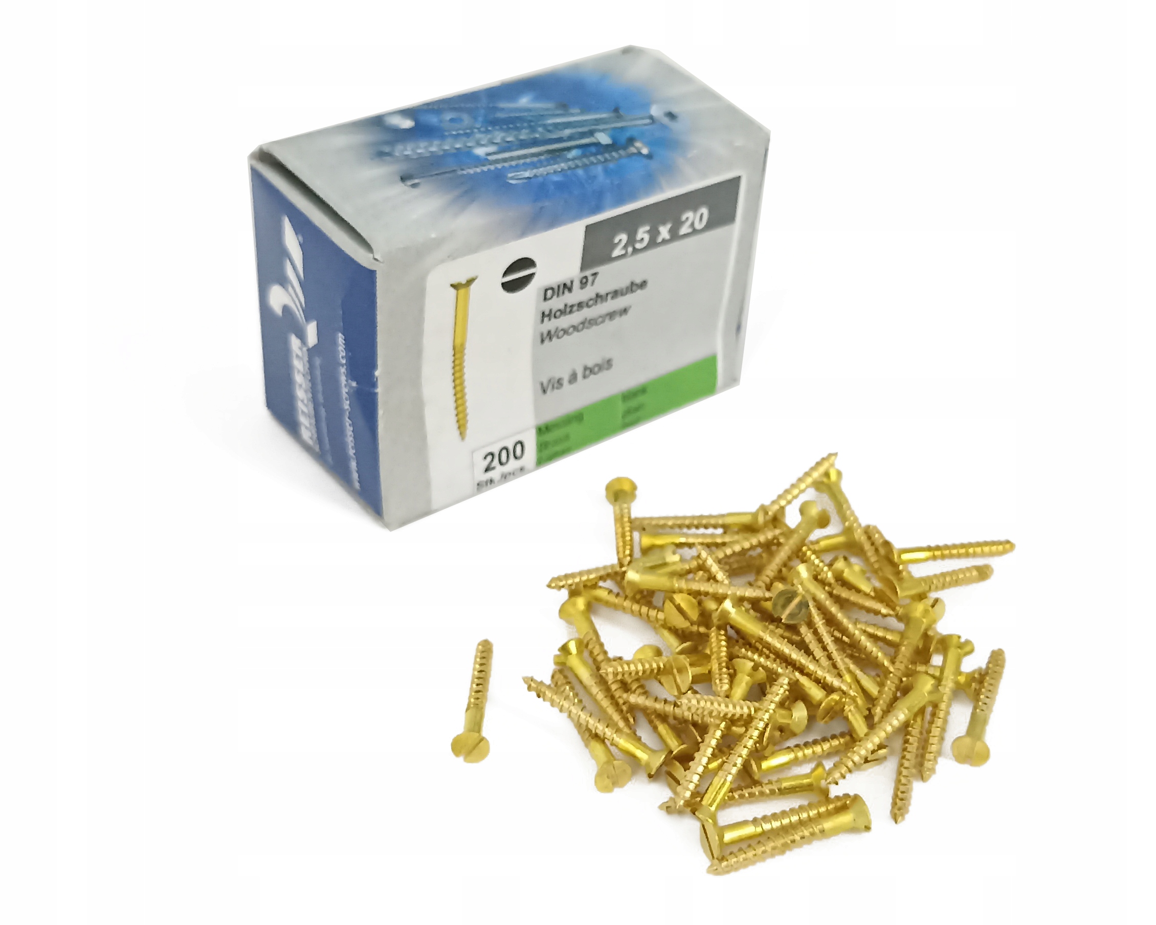 Wkręty mosiądz Reisser 2,5x20, łeb stożkowy DIN 97 Marka Reisser