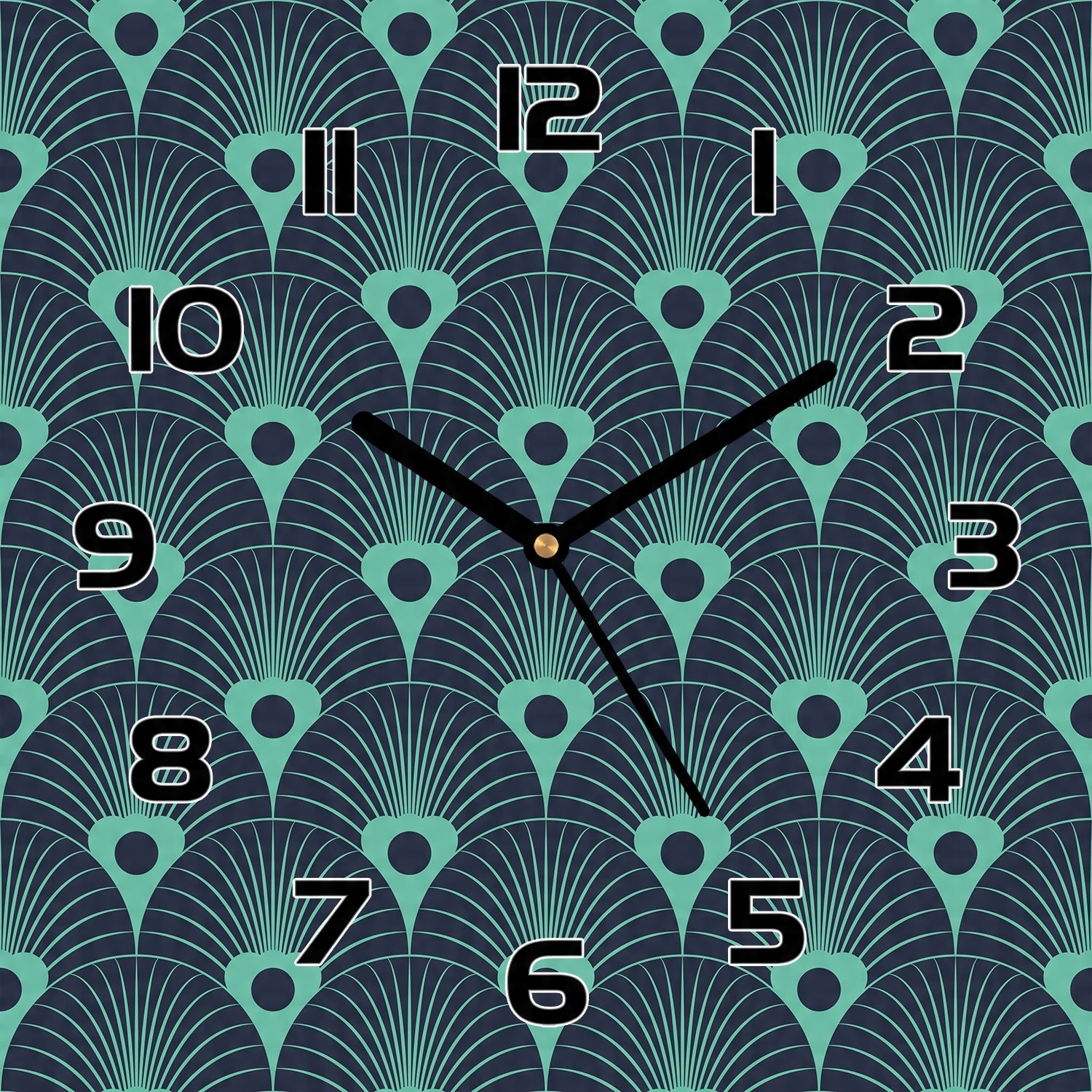 

Zegar na szkle Neonowy błękit wzór art deco 30x30