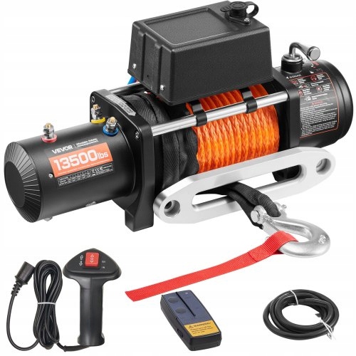 Elektrický Navijak Vevor 6100 Kg 12V DC Syntetické Lano 24 M Diaľkový Ovládač