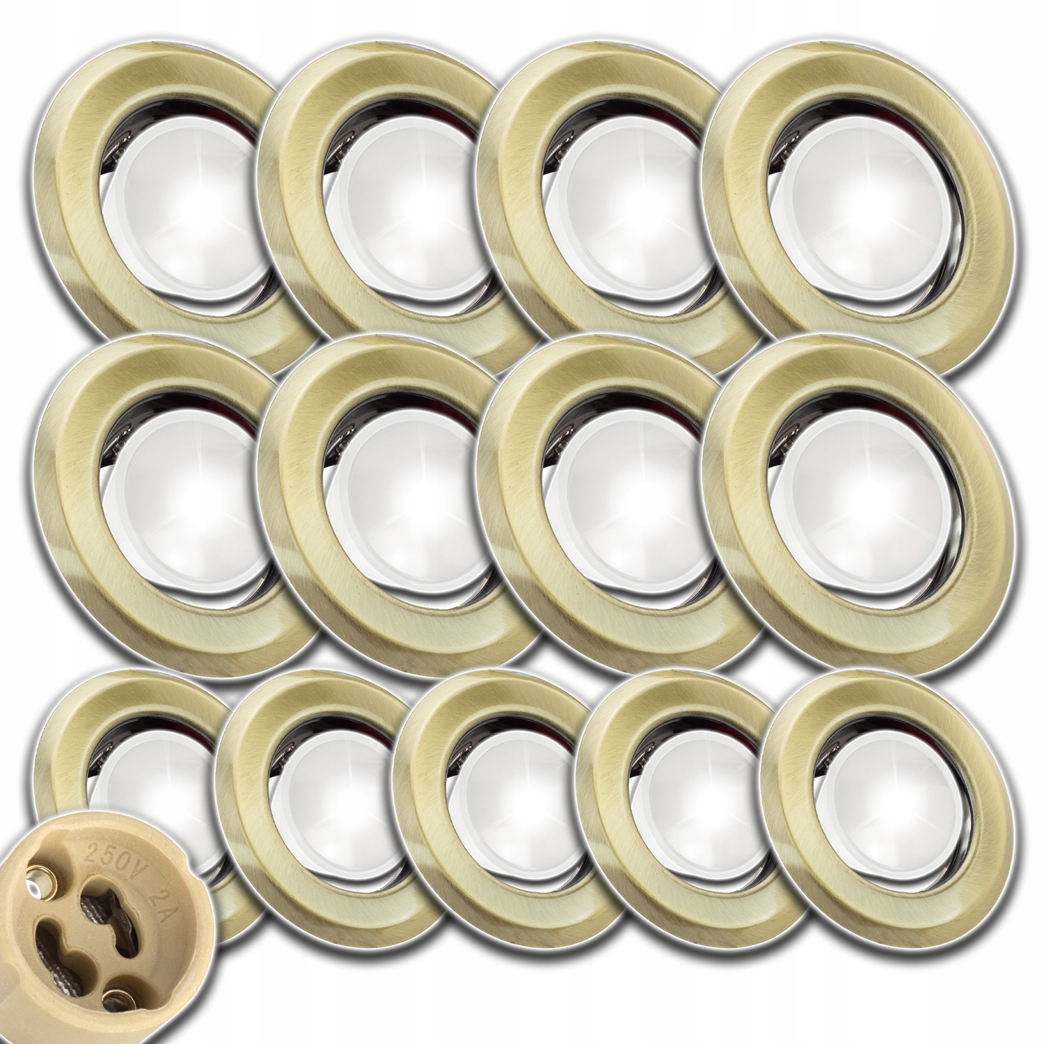 13x Halogenová Led Stropní Lampa Podomítková Žárovka GU10 1,5W Mosaz