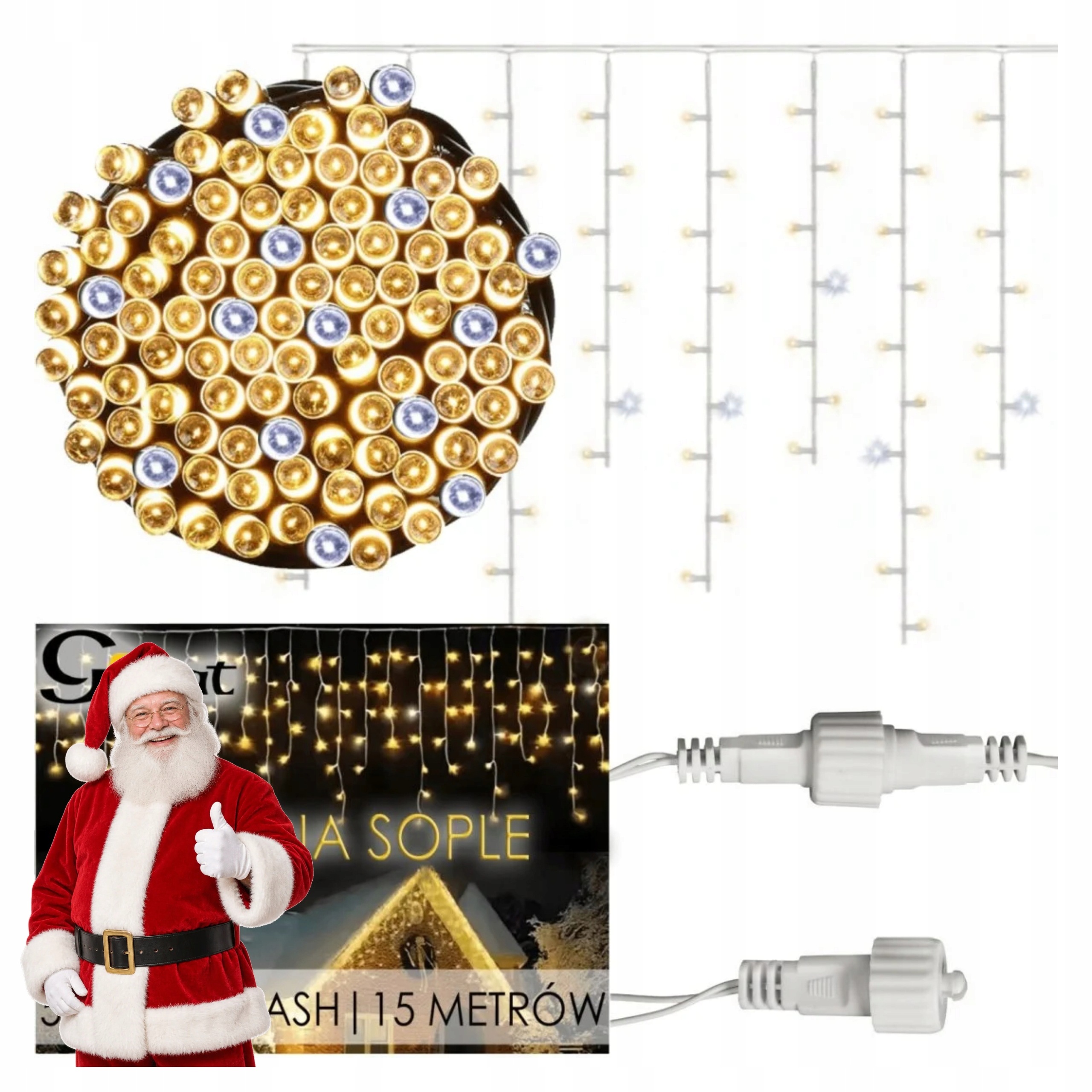 Lampki Choinkowe Sople 500 Led Kurtyna Zewnętrzne Białe Ciepłe Zimny Biały