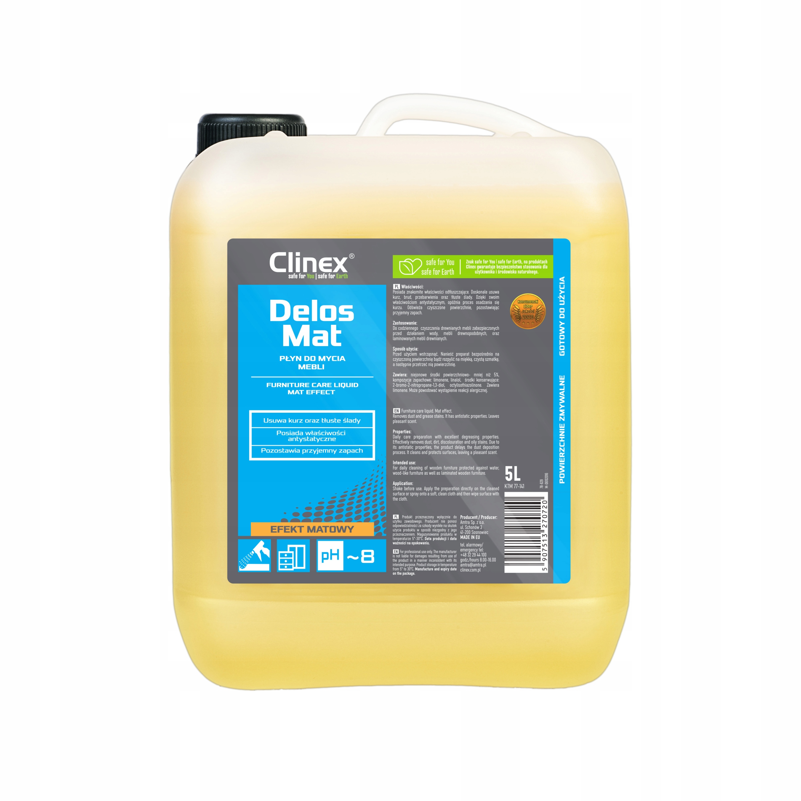 

Clinex Delos Mat 5L Płyn Do Mycia Mebli Matowy