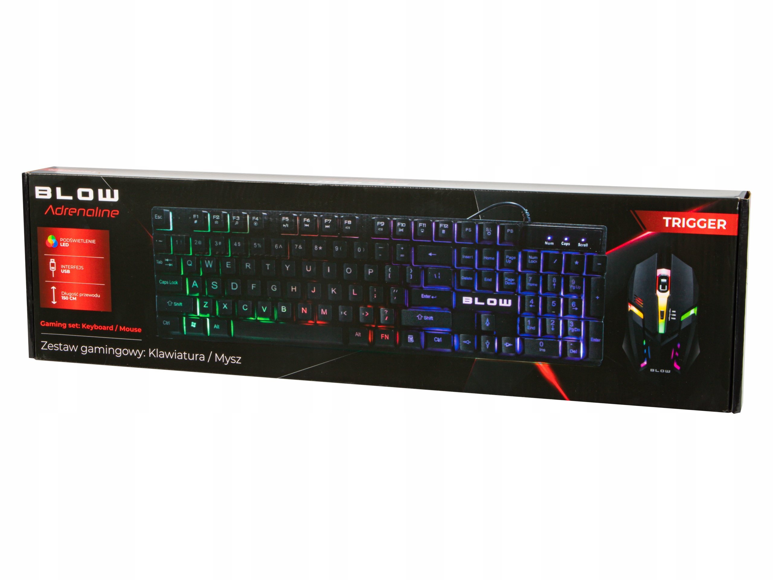 ZESTAW KLAWIATURA MYSZ MYSZKA GAMINGOWA RGB LED PODŚWIETLANA DLA GRACZY USB Stan opakowania oryginalne