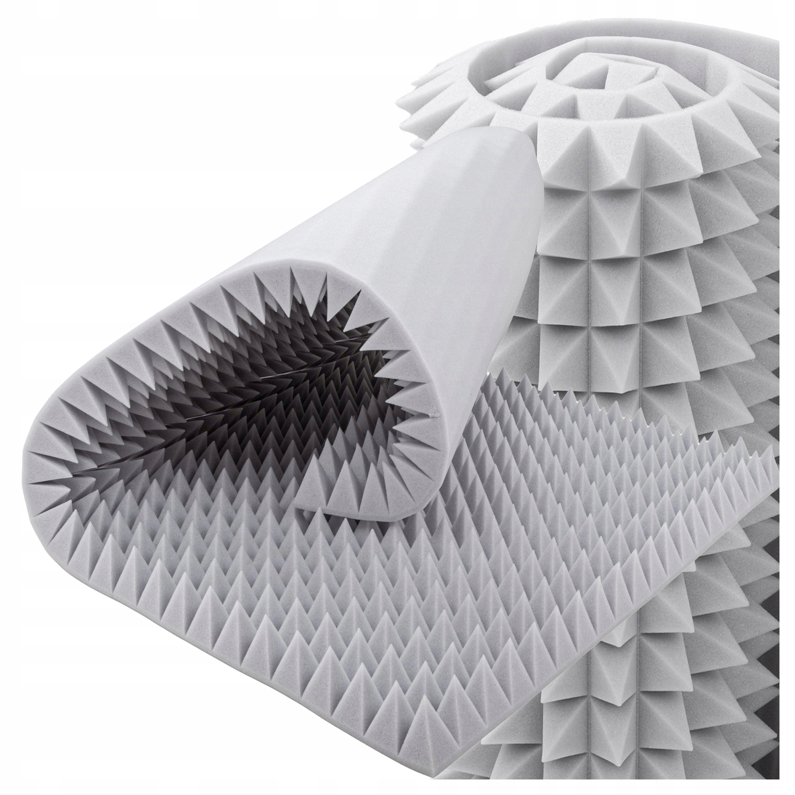 Odhlučňovací pěna pyramida světle šedá pro open space audio prostory 8 cm