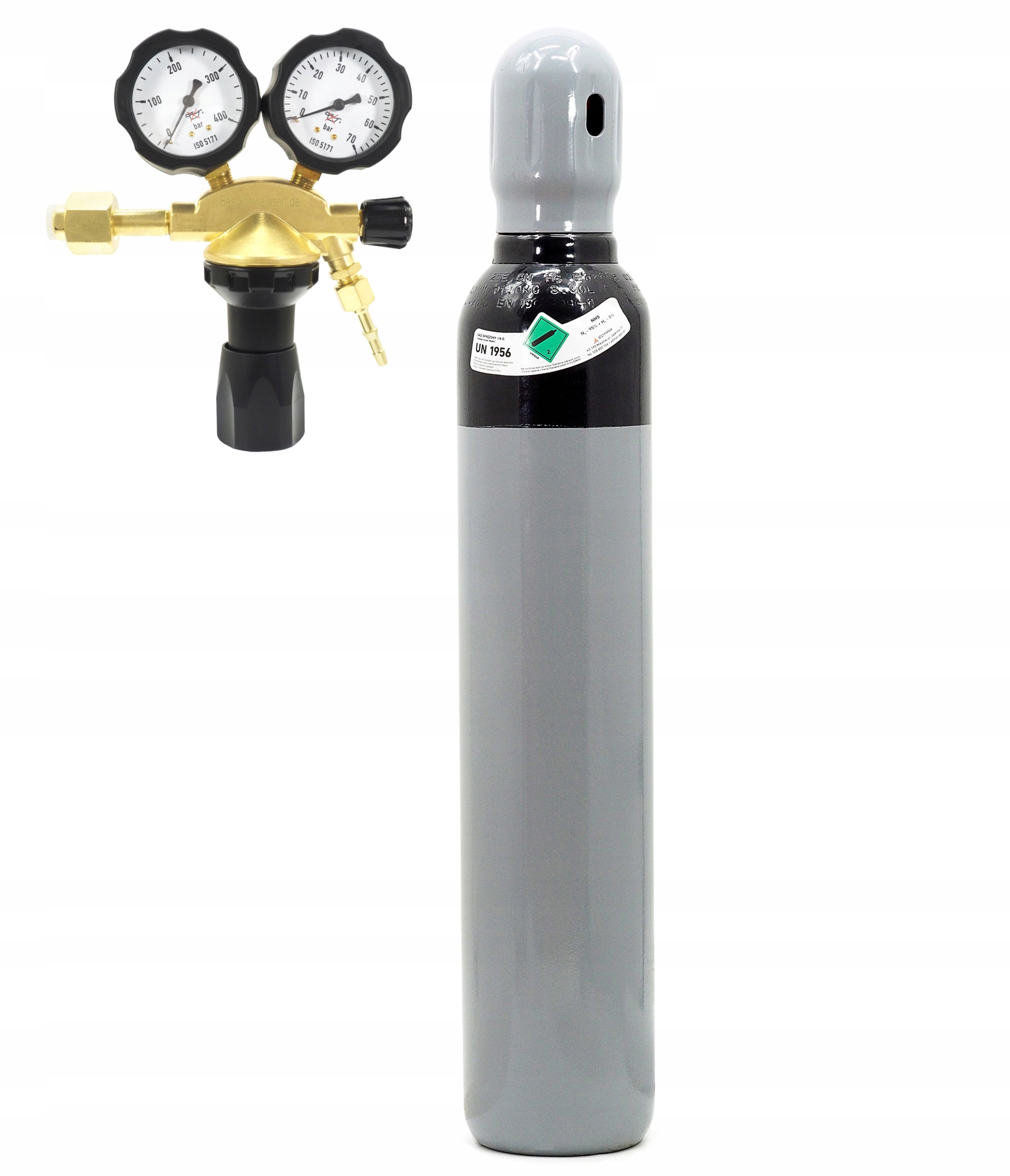 Sada lahví Hydrogen NH5 8L 200 Bar Reduktor Azot typ Gce 50 Bar