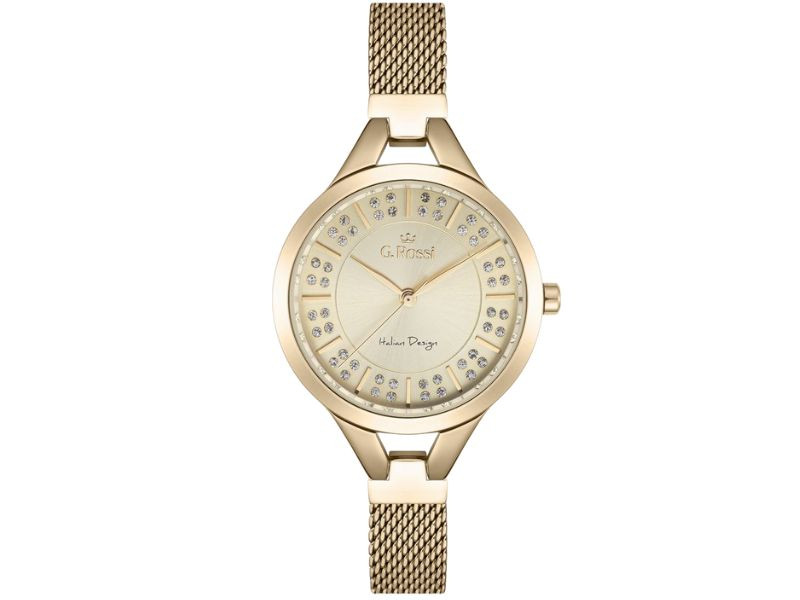 Dámské hodinky s meshovým náramkem a ciferníkem s bílými zirkony jako dárek