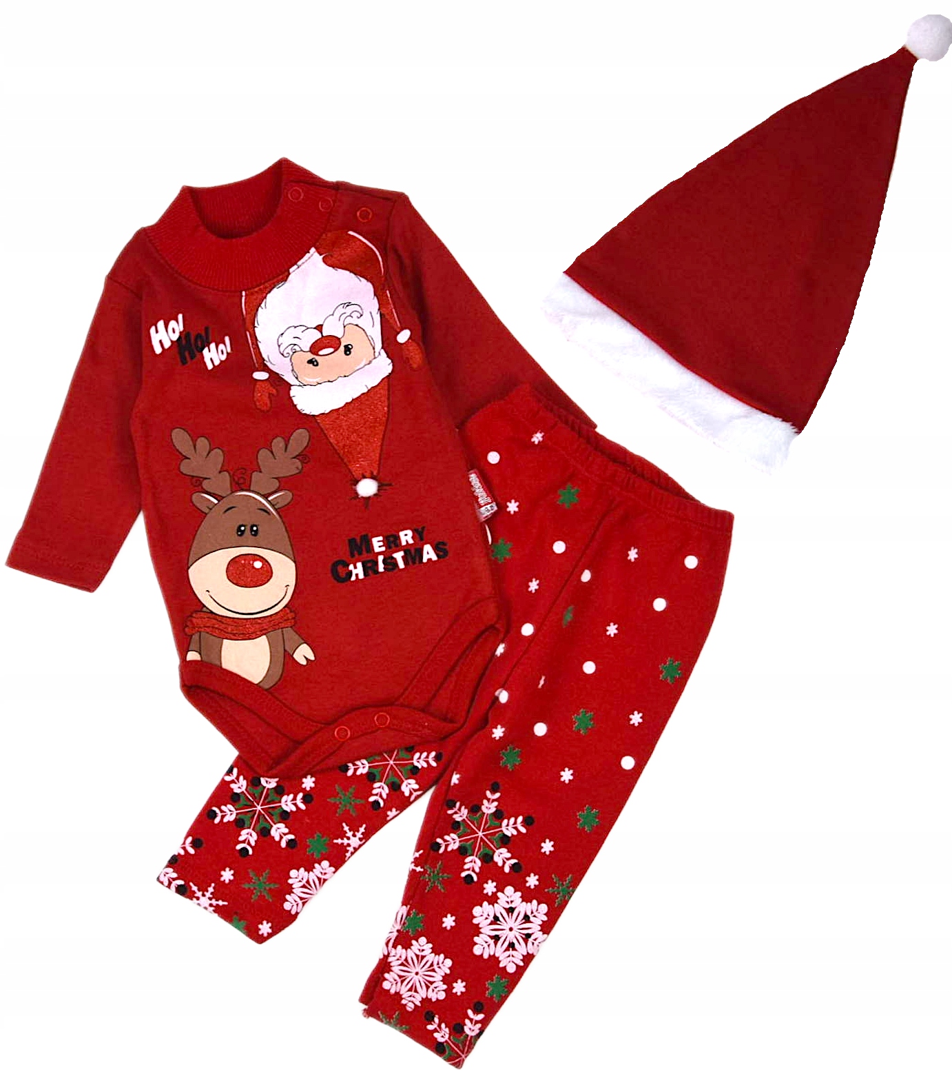 

Komplet Body Spodnie Czapka Mikołaj Renifer 62