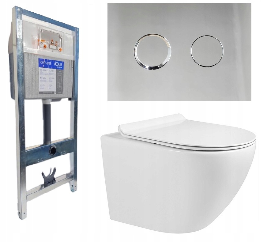 ZESTAW PODTYNKOWY WC STELAŻ AQUA 72 CERSANIT MUSZLA WC ARBO SLIM RIM DESKA