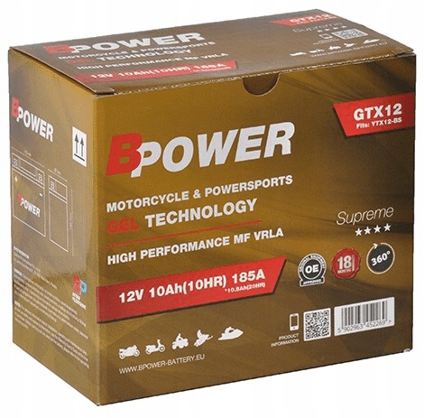 

Akumulator GTX12 YTX12 Bpower 10Ah 185A