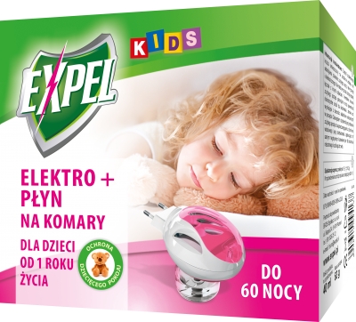 EXPEL Elektrofumigator + płyn na komary DLA DZIECI