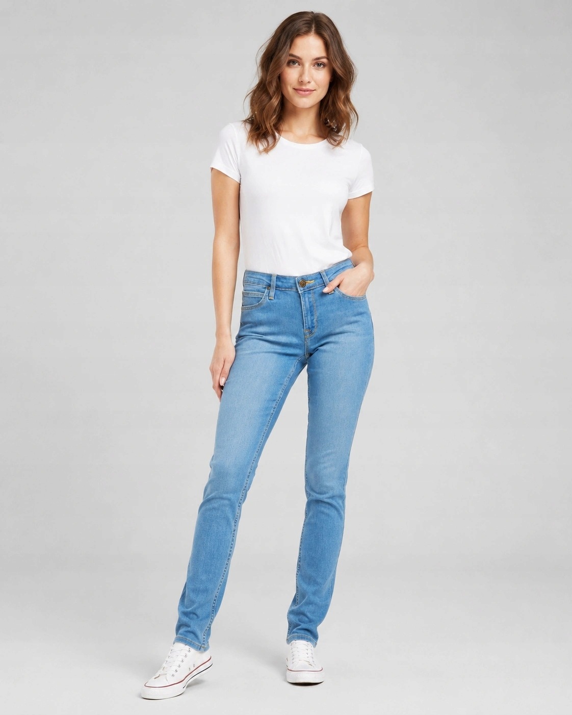 Dámské úzké nohavice kalhoty Lee Scarlett MID Blue L526EMXT 28/31
