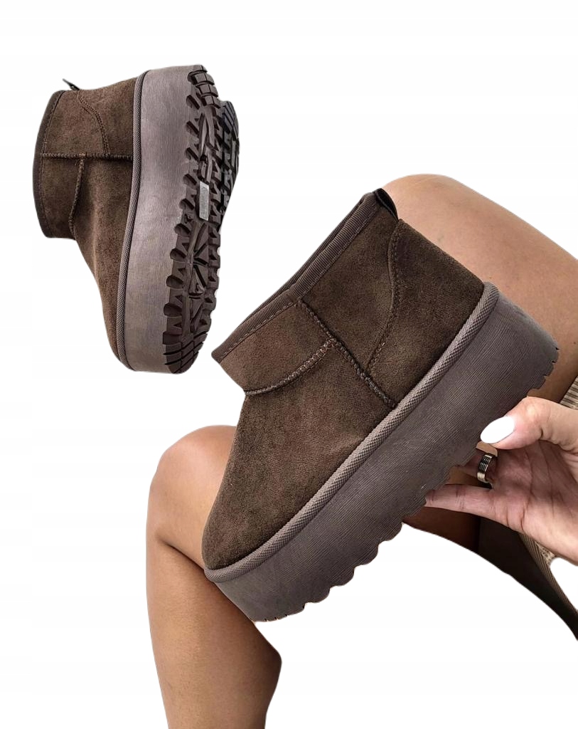 ŚNIEGOWCE DAMSKIE BRĄZOWE NA PLATFORMIE EMU MUKLUKI R.41 Marka inna