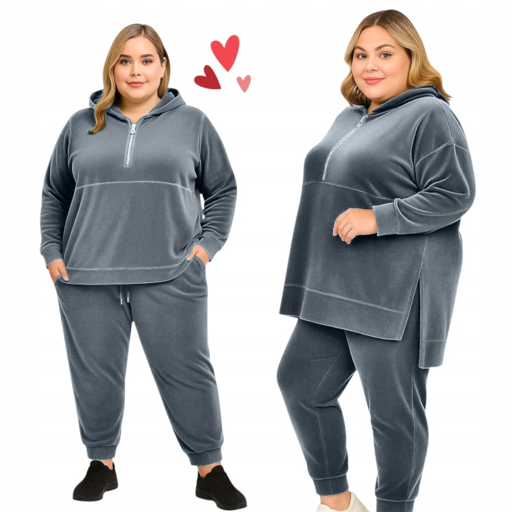 Dres welurowy bluza dłuższa tunika unikat komfortowy 54 56 7XL 8XL