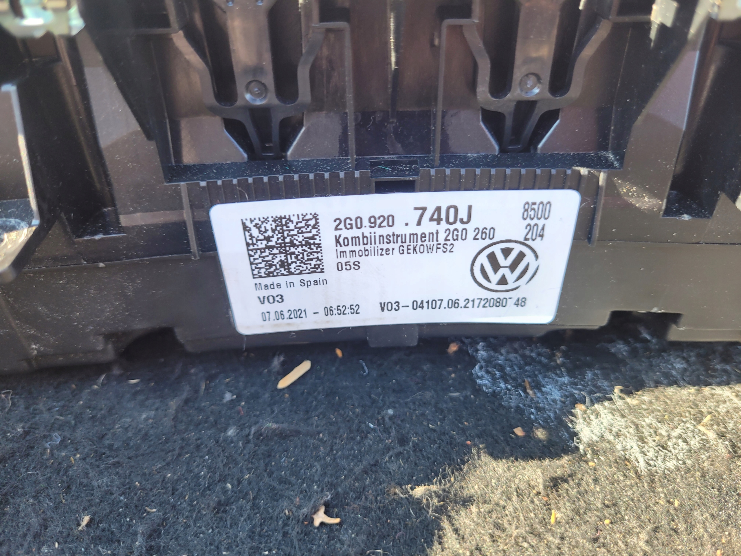 dials dials VW VOLKSWAGEN POLO 2G 2G0920740J