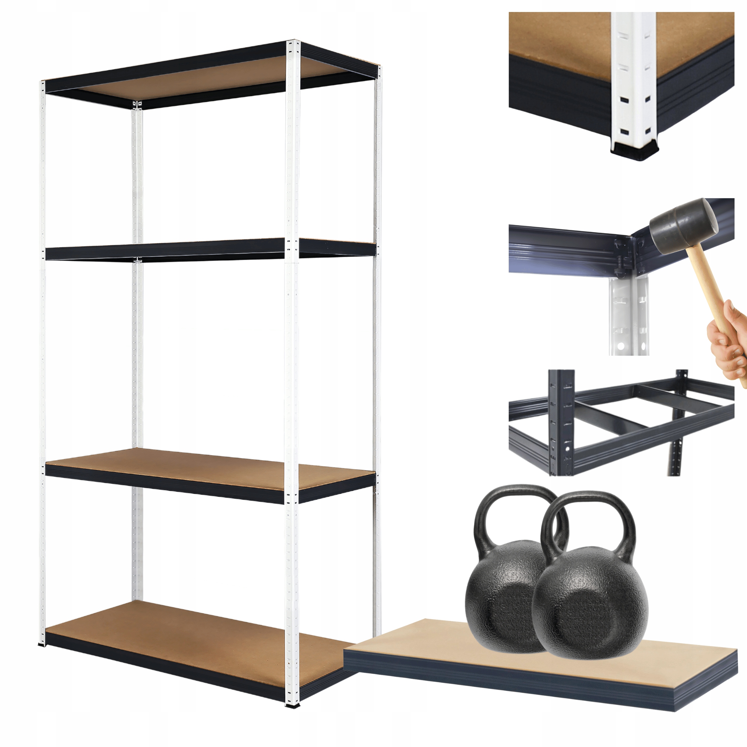 Kovový skladový regál s garážovým stojanom Helios 180x90x45 cm 4Px275 kg