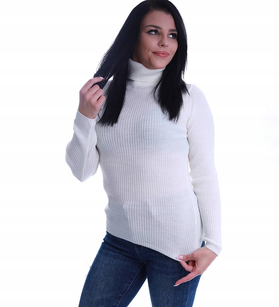 Modny DOPASOWANY GOLF DAMSKI SWETER bluzka ECRU UB504 Marka inna