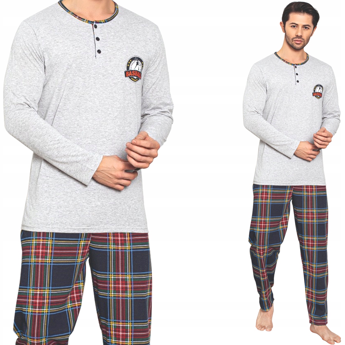 MĘSKA PIŻAMA BAWEŁNIANA DŁUGI RĘKAW