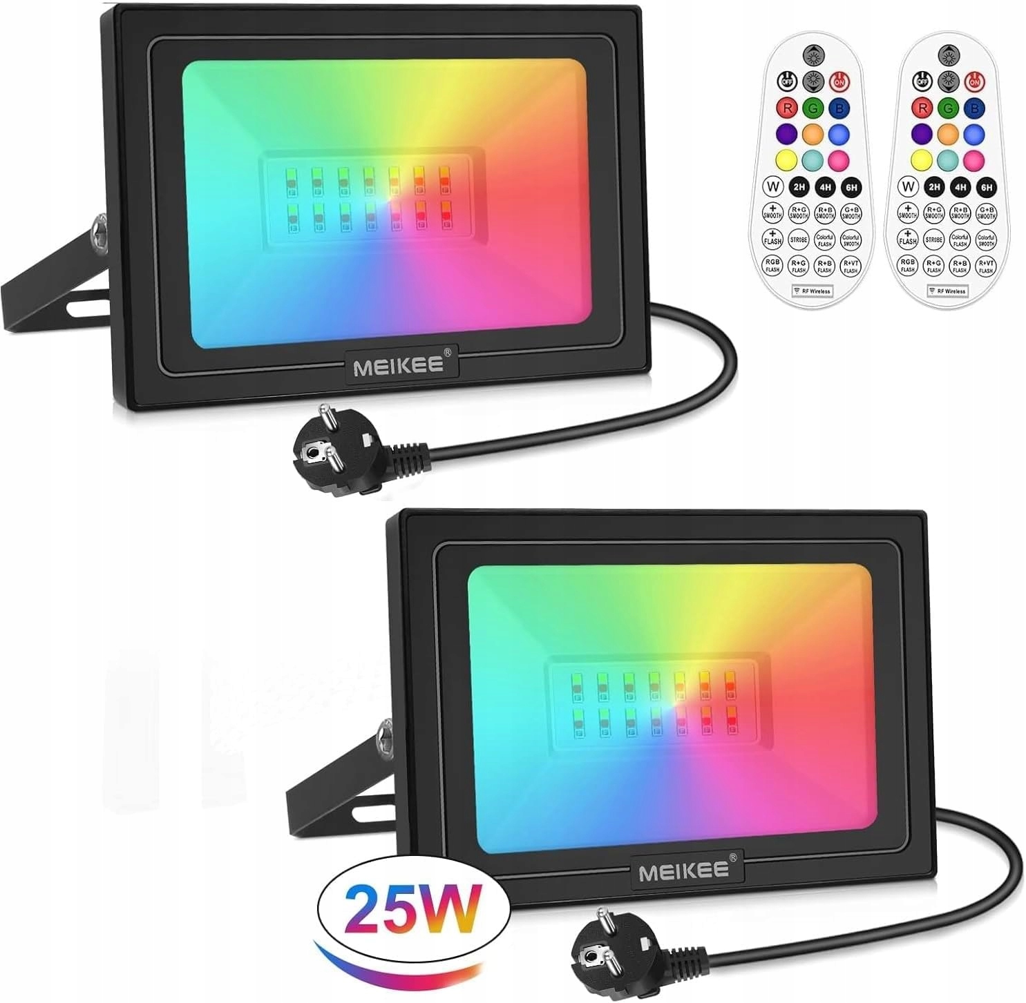 2x Reflektor MEIKEE RGB LED 25W z pilotami 12kolorów IP66 Halloween