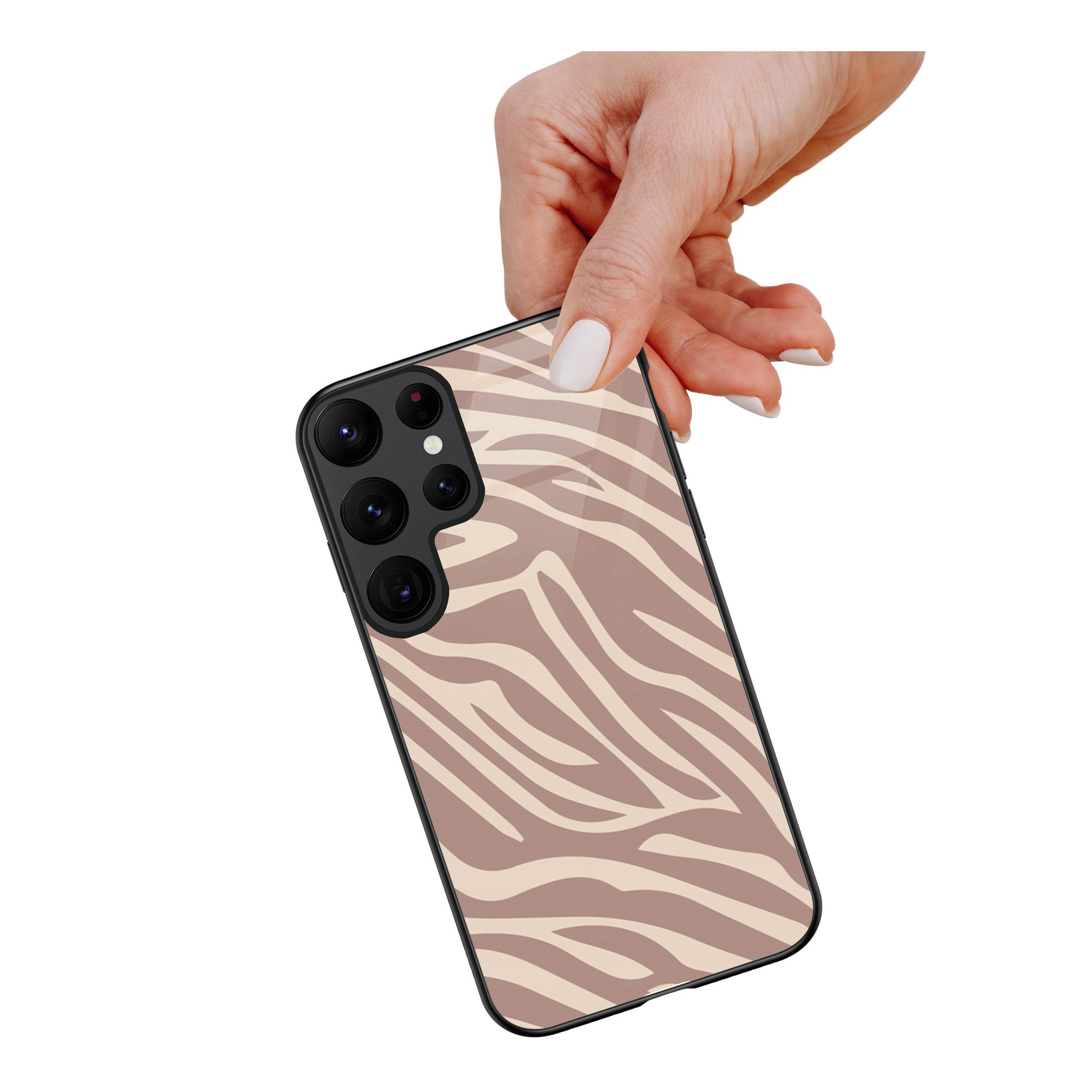 Etui szklane ceramiczne do Samsung Galaxy S25 Ultra Zebra ciemny beż