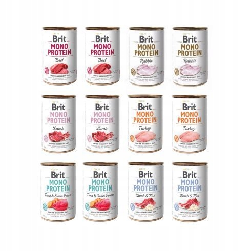 Brit Mono Protein 12x400g Mix Smaków Mokra Karma Monobiałkowa dla Psa
