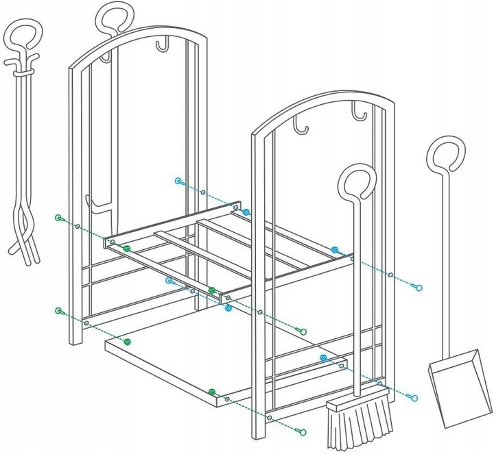 METALOWY STOJAK NA DREWNO - KOMINKOWY KOSZ Z PRZYBORAMI AKCESORIAMI ZESTAW Marka Ecarla