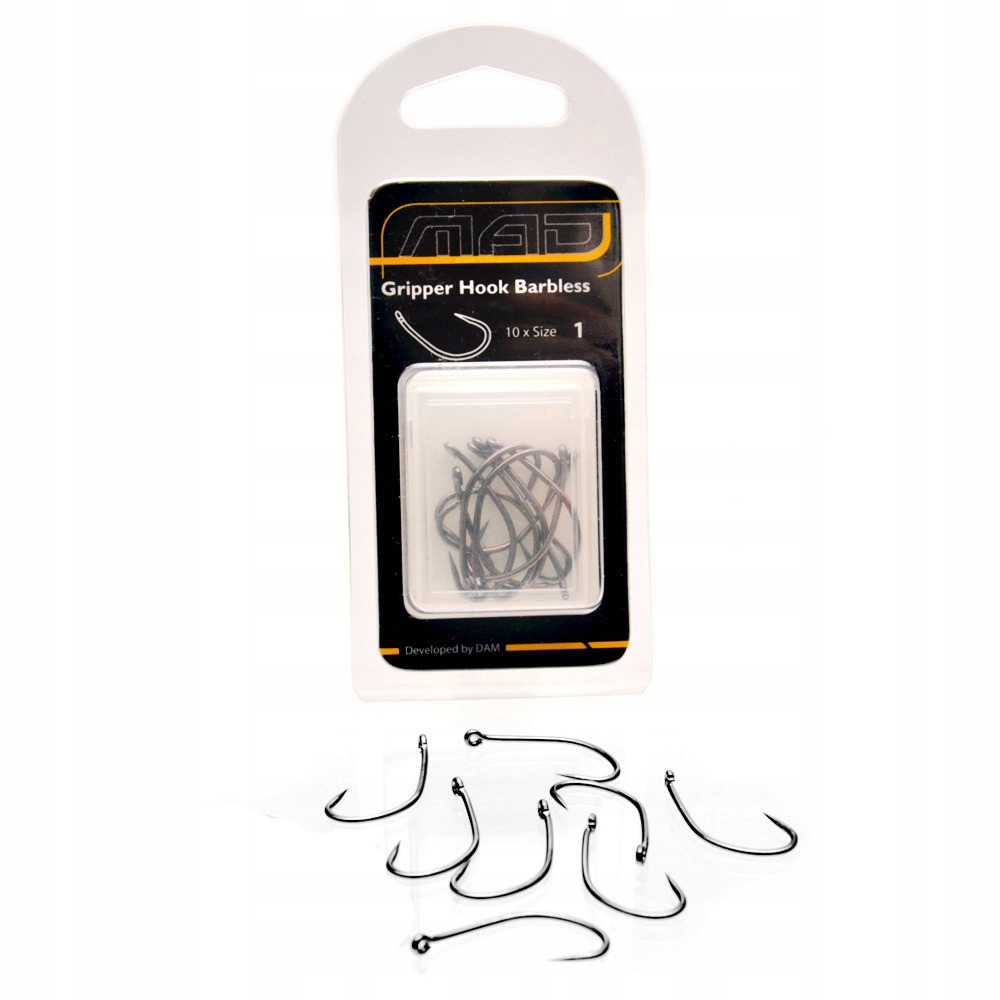 10x Haki Karpiowe Dam Mad Gripper Hook Barbless 1