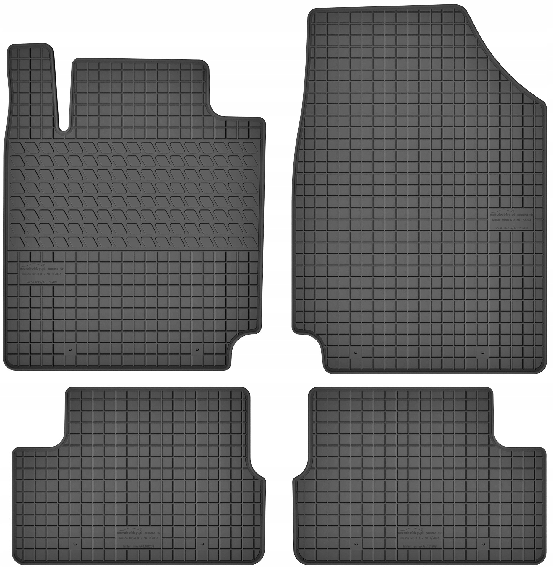 Dywaniki gumowe MotoHobby do Nissan Micra K12 2003-2010 komplet 4 szt.