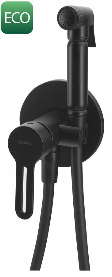 Podomietková bidetová batéria so Stop sprškou, guľatá, čierna mat (1103-15)