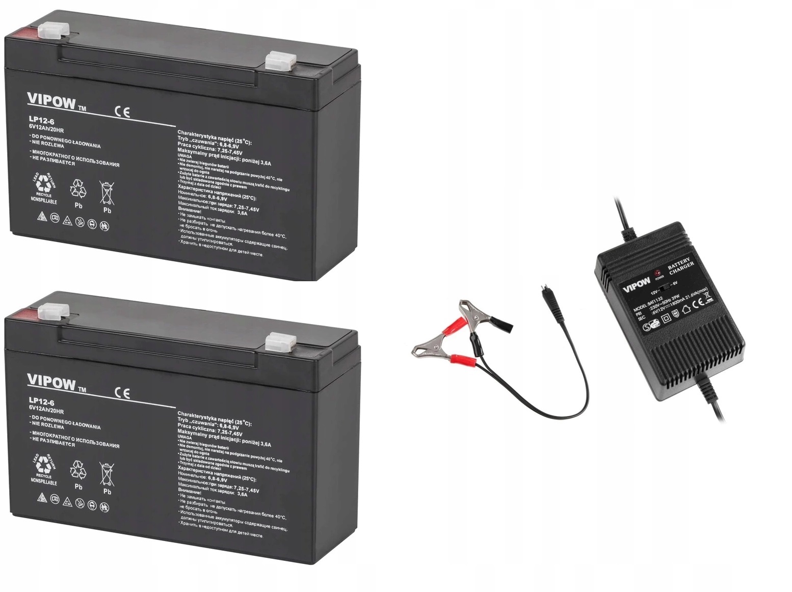 

Zestaw 2x Akumulator żelowy 12V 7Ah+ Ładowarka