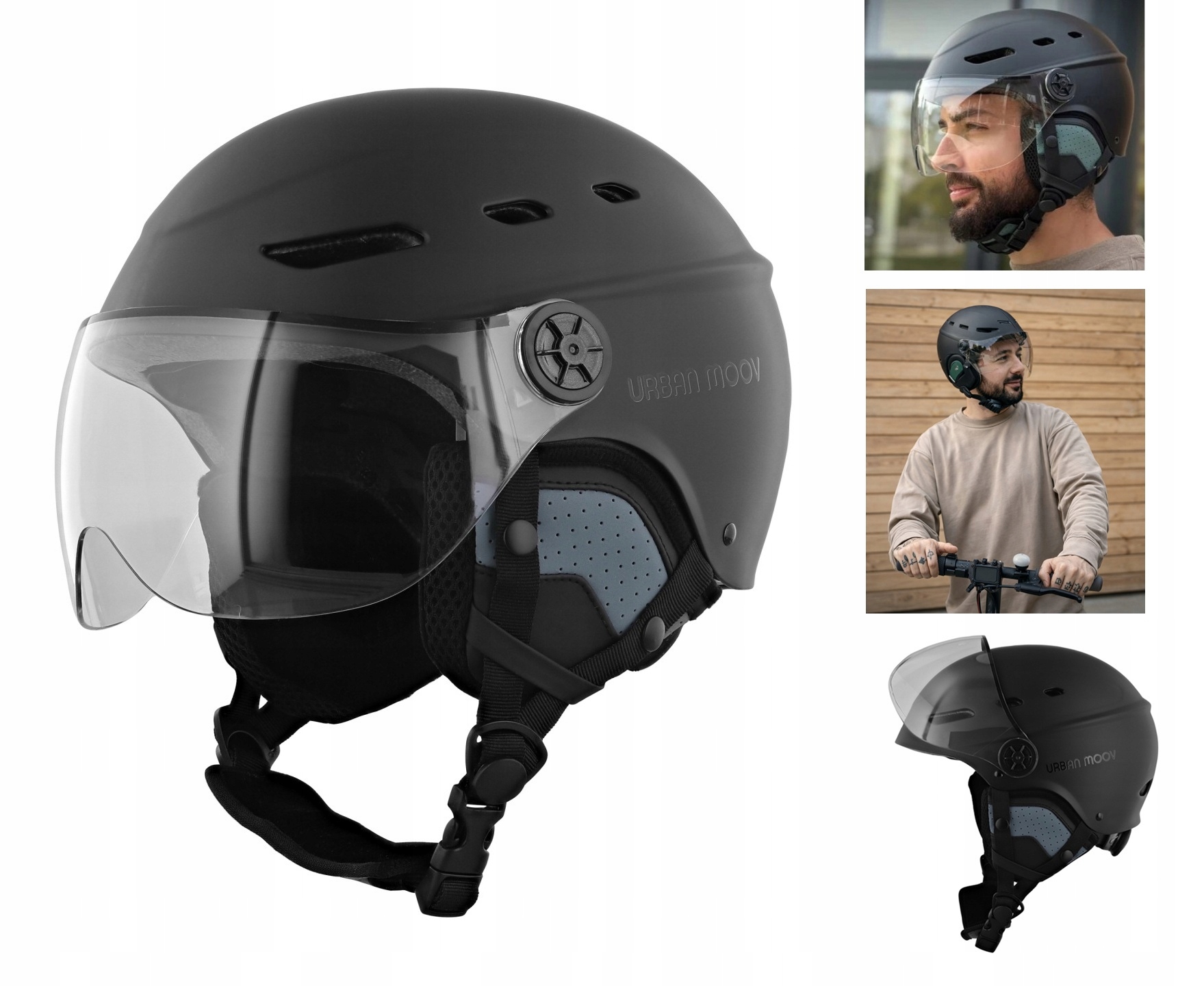 Kask szybka ochronna nauszniki Miejski Rower Hulajnoga Skuter M 54-58