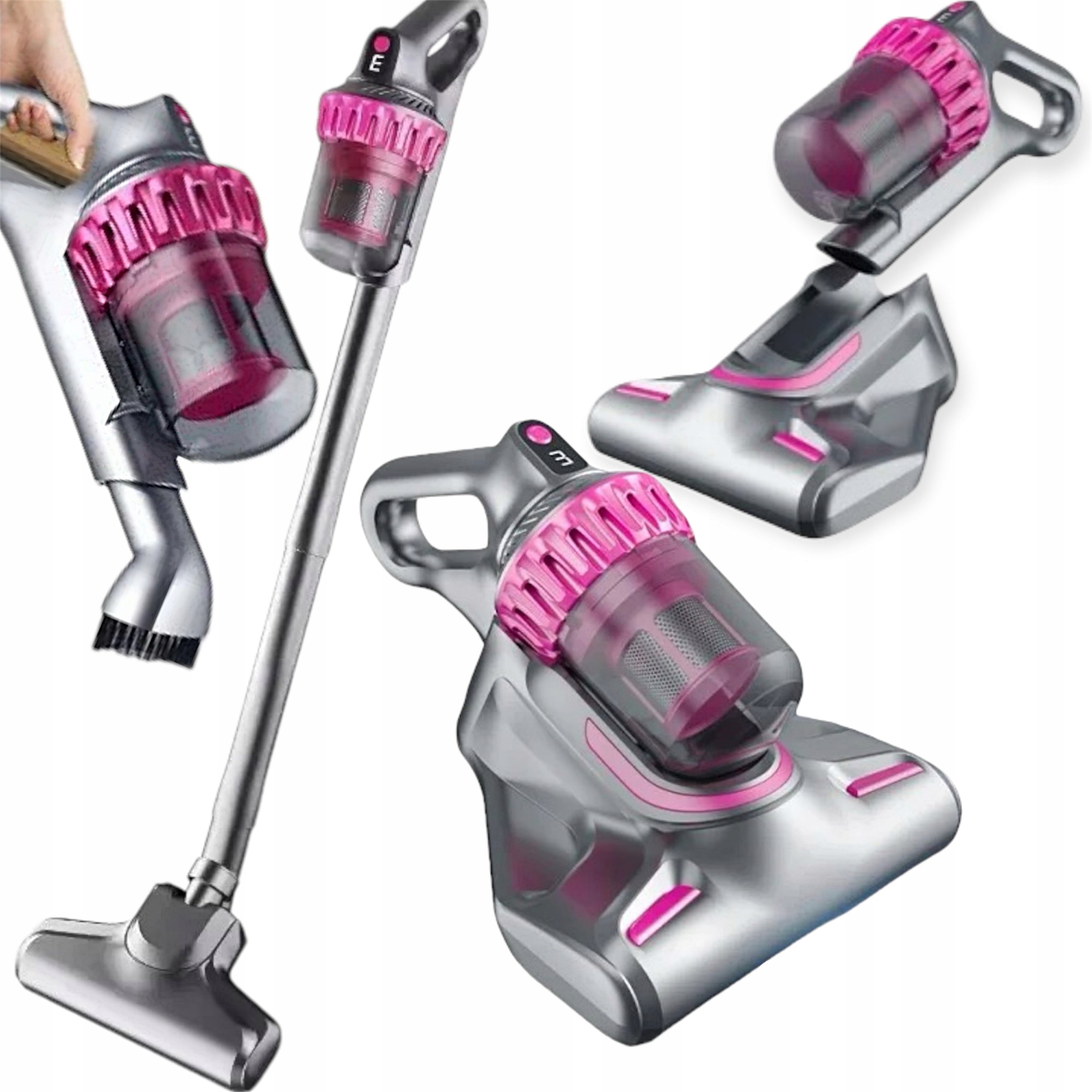 ODKURZACZ SAMOCHODOWY BEZPRZEWODOWY RĘCZNY BEZWORKOWY 2w1 SZCZOTKA MOCNY