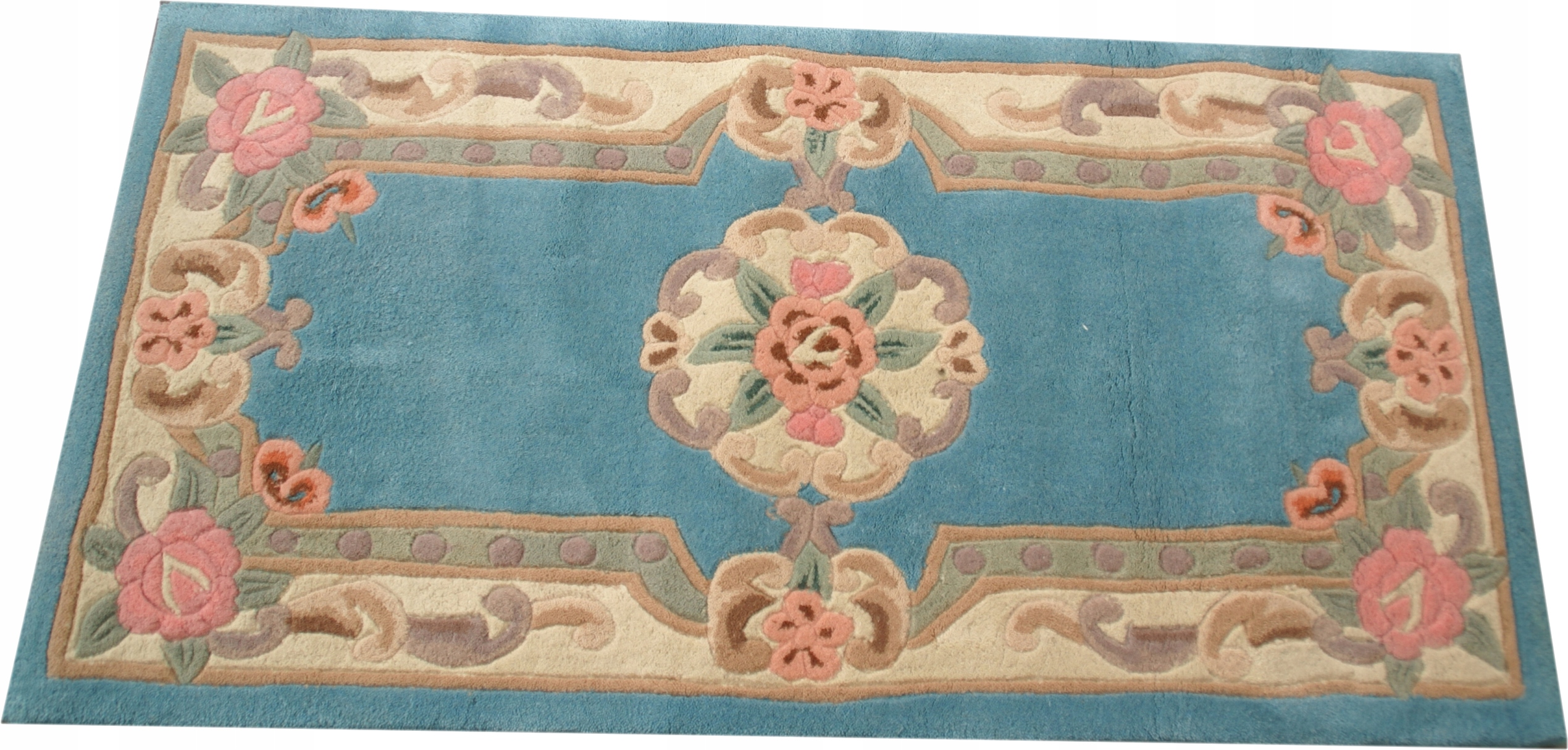 Wełniany dywan Aubusson 60x120 niebieski (5907786325936) • Cena