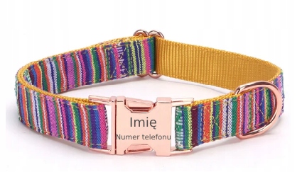 Regulovatelný obojek s gravírováním pro psa Váš Nápis! Krásné vzory 4! Velikost M