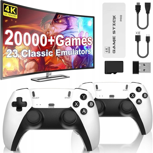 Konsola retro z ponad 20 000 gier 2 bezprzewodowe kontrolery 64 Gb Pro