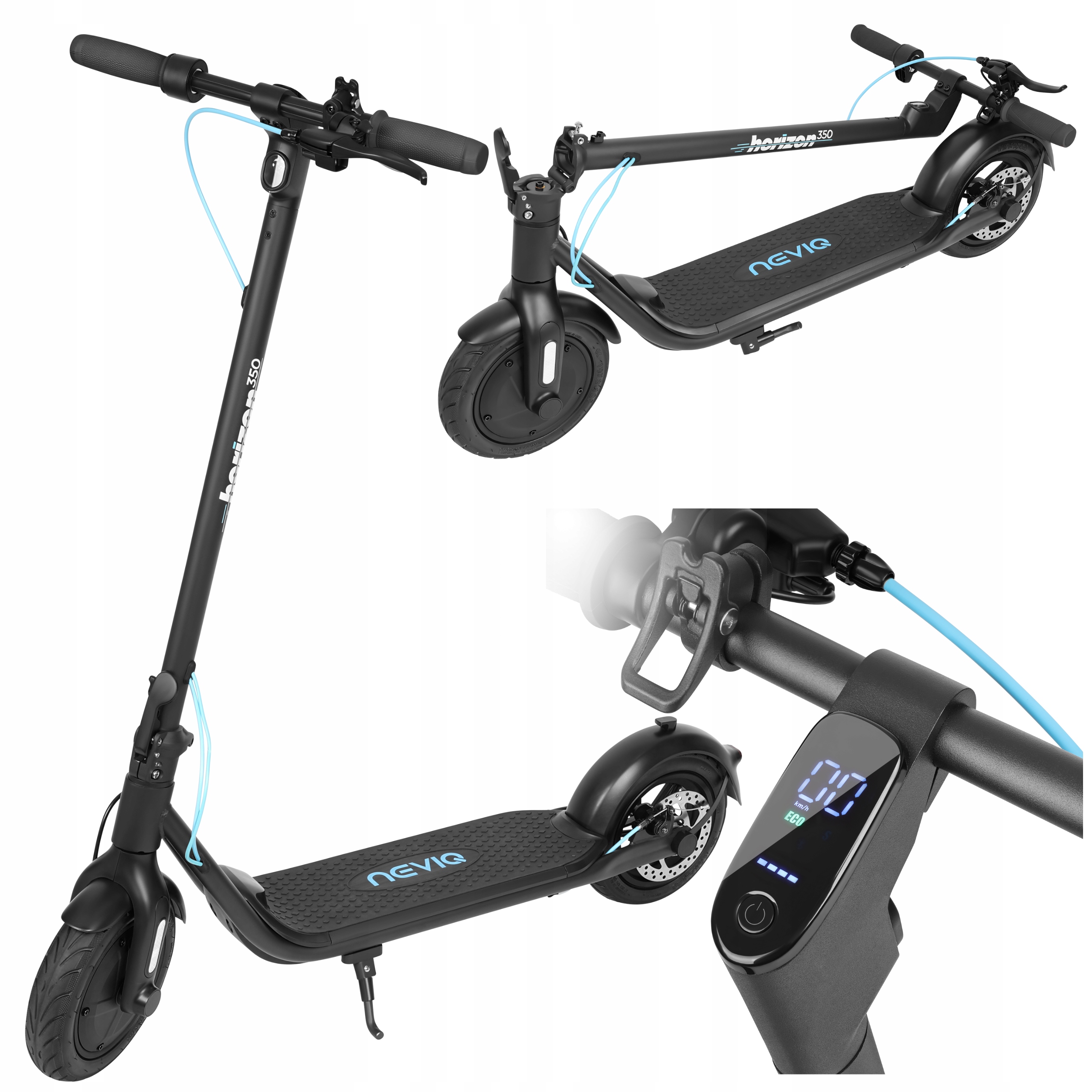 Hulajnoga elektryczna Mała składana Neviq Duży Zasięg 38km Silnik 350W