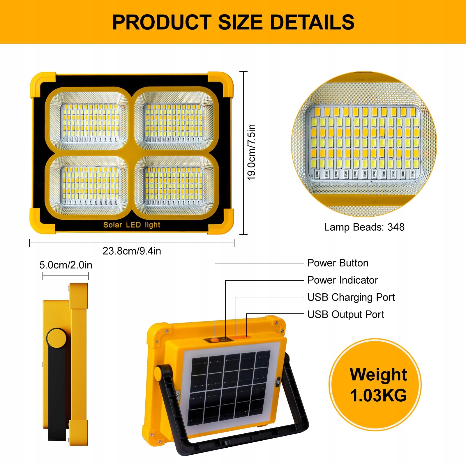 Nulmvic: LED SOLAR 100W 10000LM Portable Rechargeable Work Lamp — miniatura 7