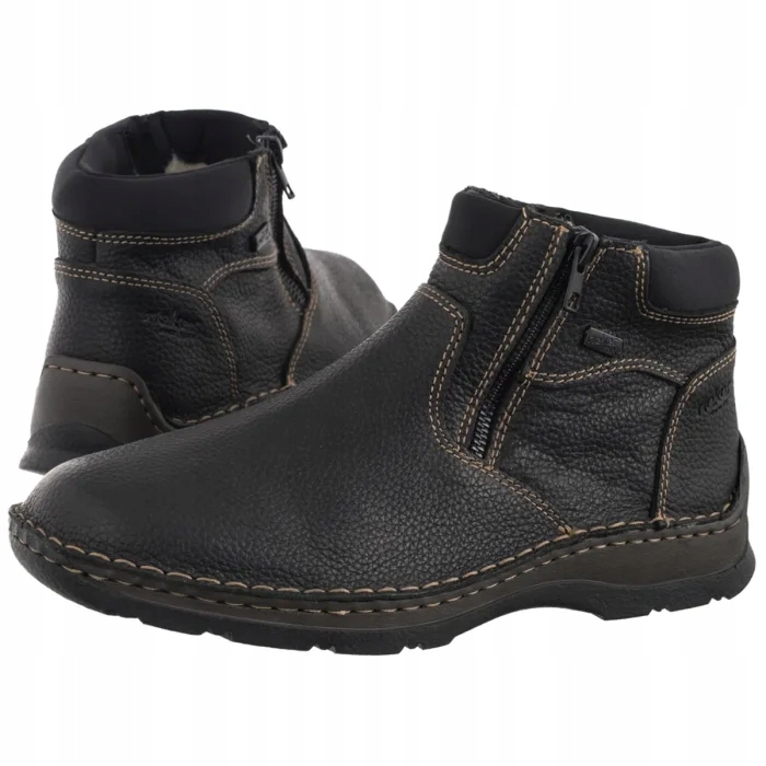 Kožené boty Pánské Kotníkové Boty Kotníkové Boty Rieker Černé 05362-00 Black