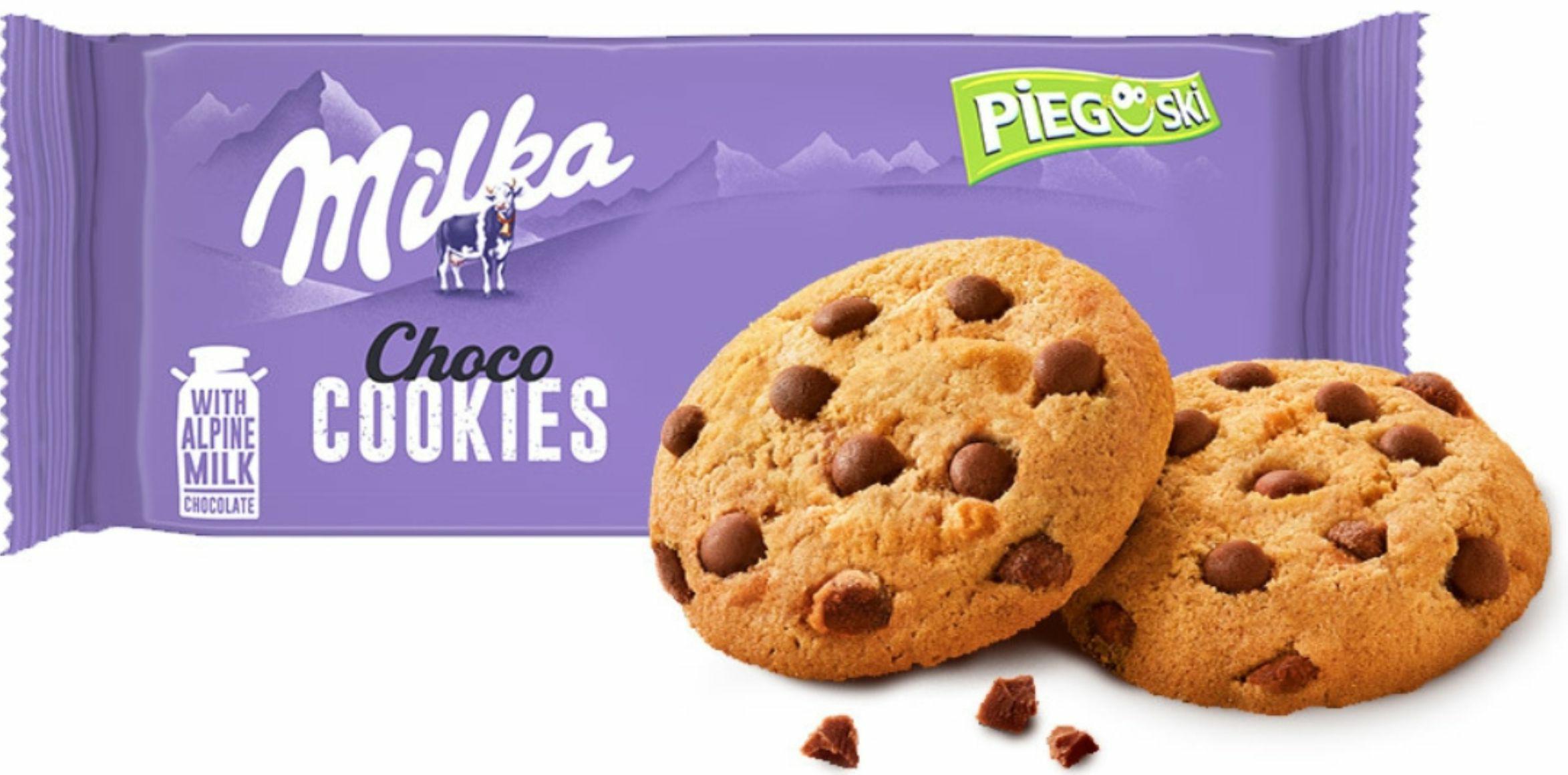 24 Sztuki Pieguski Milka 135G Ciastka Z Kawałkami Czekolady