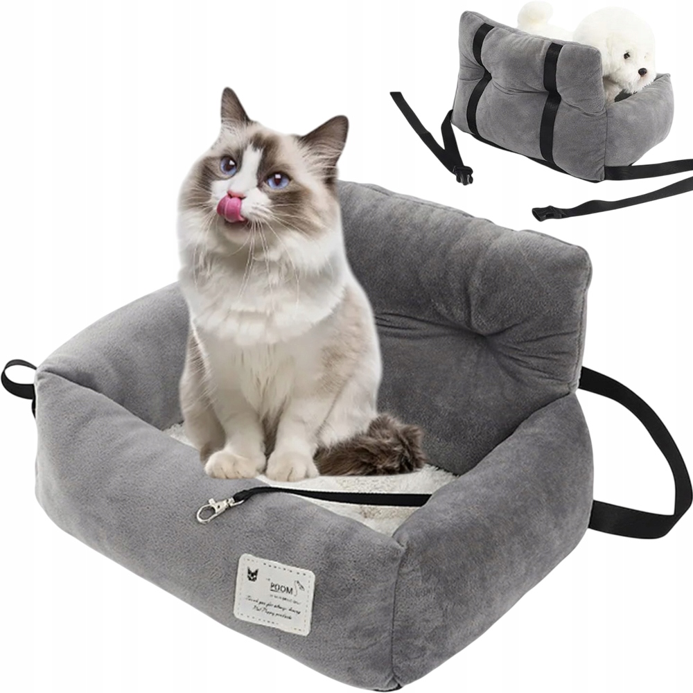 Levně Přepravka Pro Psa Kočku Autosedačka Pelíšek S Zapínáním Šedá