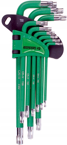 Klucze trzpieniowe imbusowe torx zestaw 9cz. T10-T50 długie CrV mocne