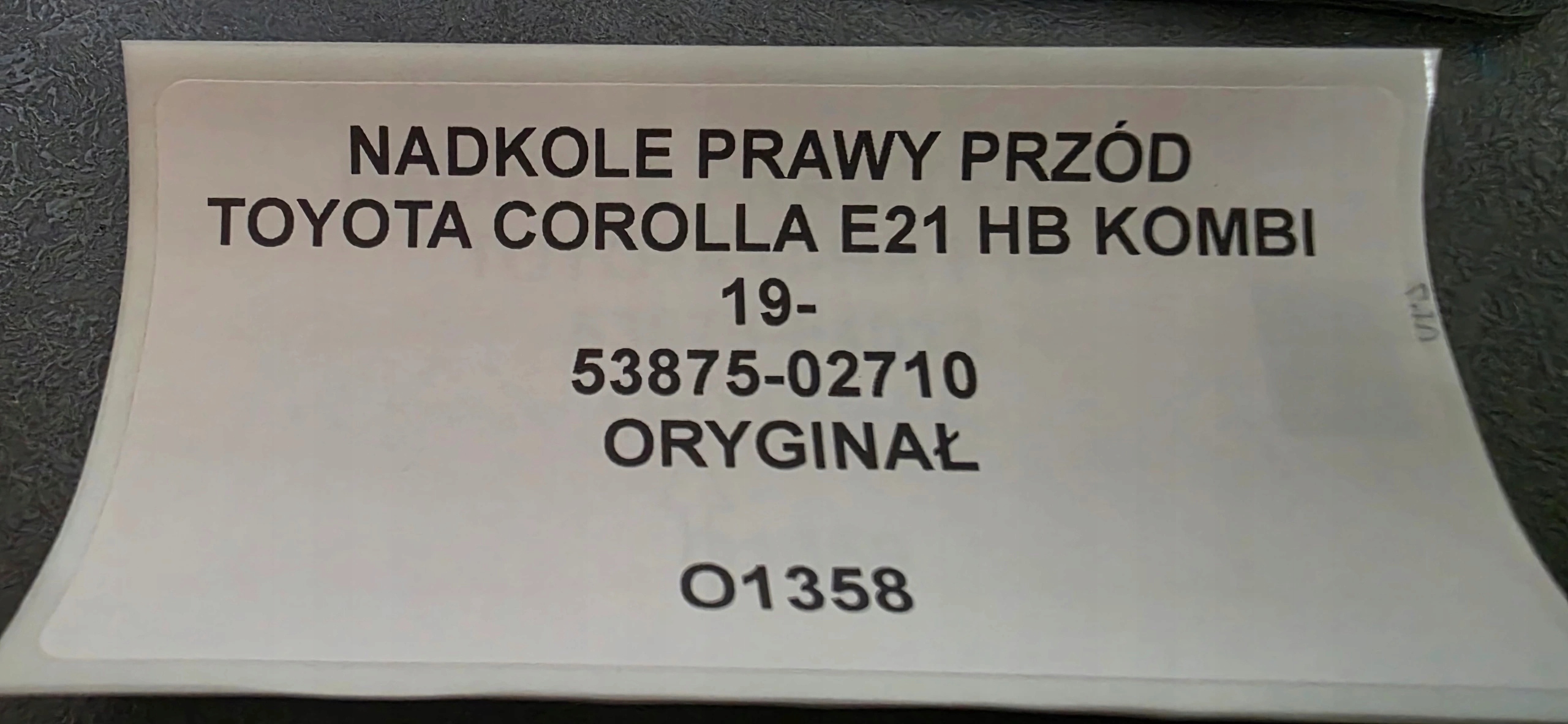 mudguard right front TOYOTA COROLLA E21 HB KOMBI 19- original 53875-02710