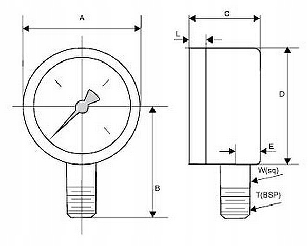 MANOMETR GOSHE 63 mm 6 BAR ciśnieniomierz DÓŁ Kod producenta 0705.316