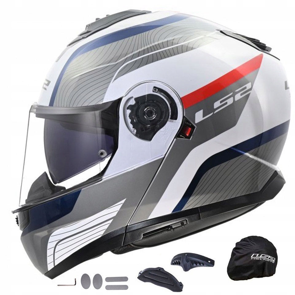 LS2 Kask Motocyklowy Szczękowy FF908 Strobe II Monza White Blue Red 3XL