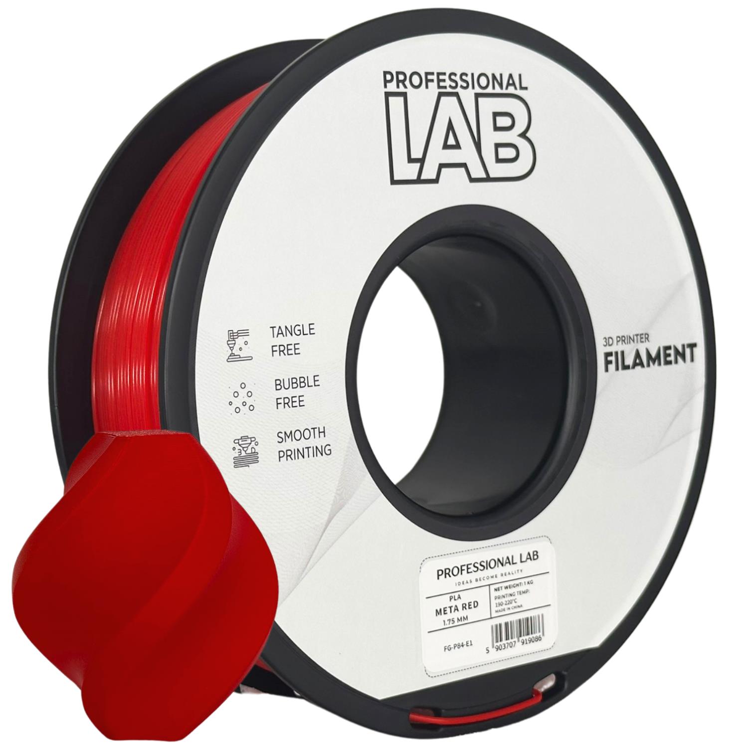 2 x Filament Prof. Lab Pla Meta Red Czerwony Gładki Wysoka Prec. 1.75mm 1kg