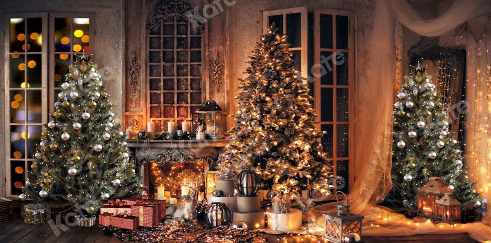 Fotografické pozadí Vánoční stromky teplé do pokoje foto sezení 2,2X1,5 M